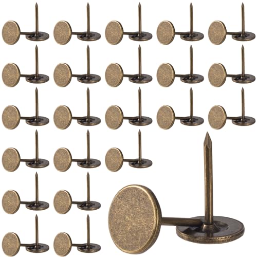 BEIQIYA 100pcs Metal Thumb Tacks, Heavy Duty Flat Head Push Pins, Upholstery Tacks for Fixing Photos Notes Maps Wall Decorations Home Decor- Bronze