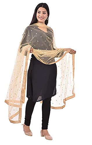 themilestocks Woman's Embellished Net Dupatta Scarf Shawl Wrap Soft Indian Bridal Wedding