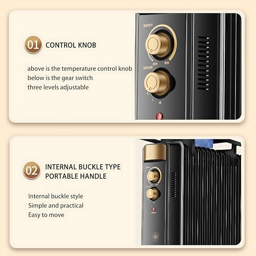 Radiateur à huile 2000W électrique mobile à 15 ailettes - 7