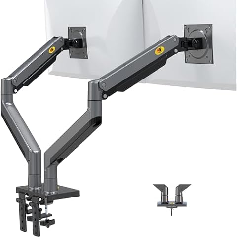 NB North Bayou Dual Monitor Arm Ultra Wide Full Motion Swivel Monitor Mount for 22''-32'' Monitors Load Capacity from 4.4 to 26.4lbs for Each Arm Height Adjustable Monitor Stand G35 Cover