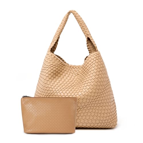 Image of MELOLILA Large Woven Tote Bag for Women Weave Purse Woven Leather Handbag