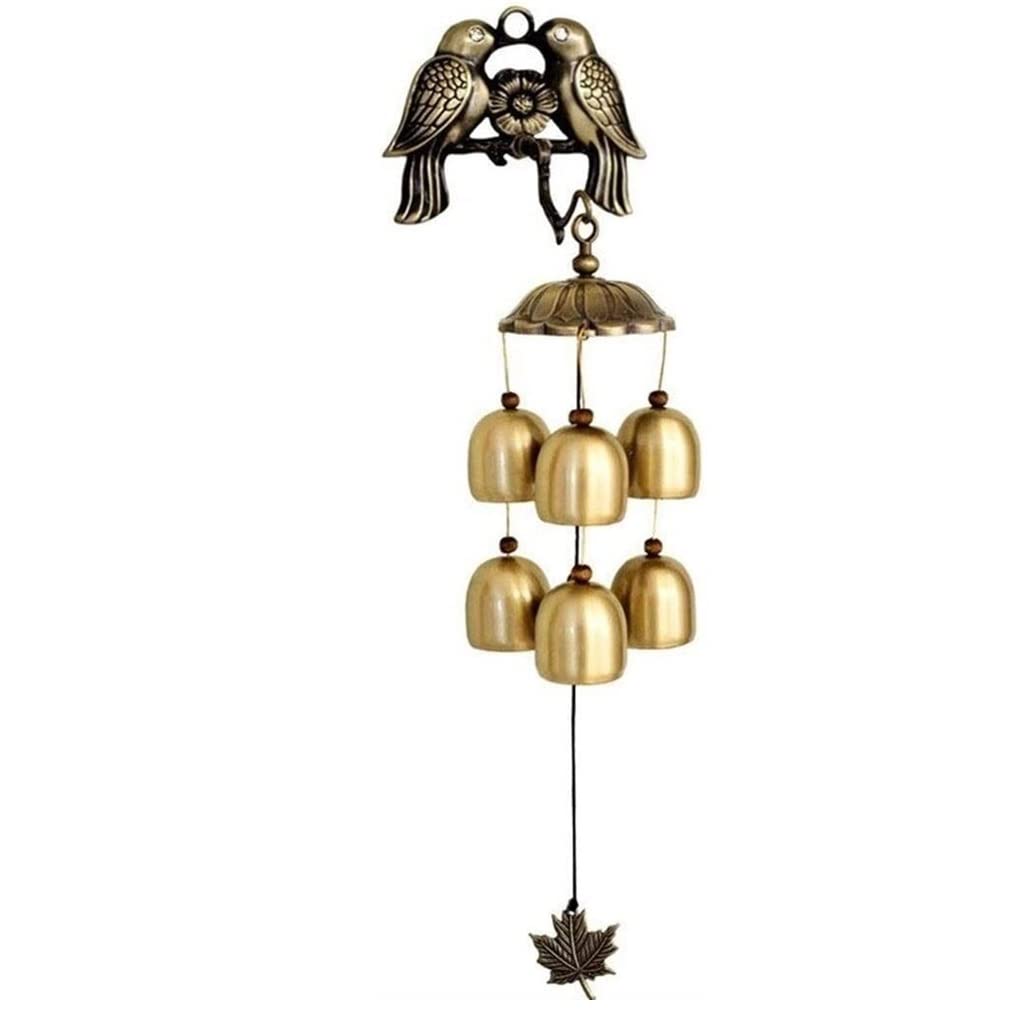 Carillon à Vent de Jardin Carillon À Vent pour Oiseaux, Carillons À Oiseaux avec 6 Cloches À Vent, Décor Suspendu pour Église De Jardin Bells Carillon éolien Cloches