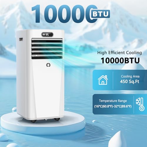 Image of Portable Air Conditioners,10,000 BTU 4-in-1 Portable AC unit for Rooms up to 450 Sq. Ft, Featuring 24H Timer, Smart Sleep Mode, Window Kits Included, Perfect for Bedrooms, Kitchens, and Apartments