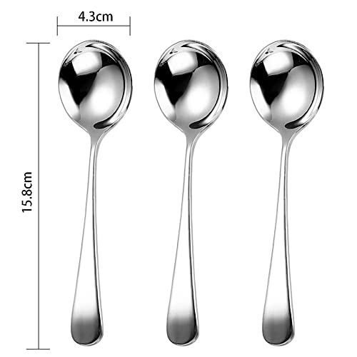 4 Pieces Soup Spoons Serving Spoon Stainless Steel Round Spoons Silverware Dishwasher Safe, Gold - Image 4