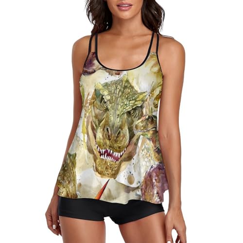 Maillot de bain tankini dinosaure en tissu premium avec finitions soignées pour l'été