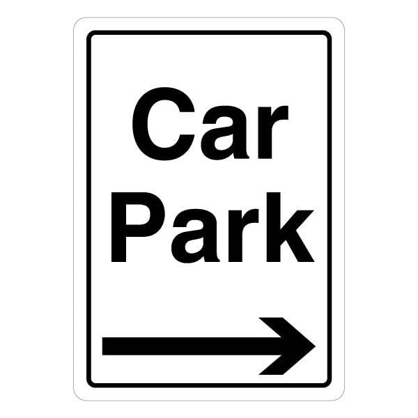 V Safety Car Park - Arrow Right 297 x 210 1mm Rigid Plastic Safety Sign, White, 297 x 210 mm