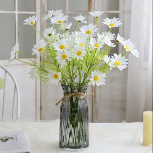 Image of SATYAM KRAFT 5 Pcs Artificial Daisy Sunflowers for Home Decor, Office, Living Room, Balcony, Wedding & Gifting | Realistic Faux Flower (Only Flower, No Vase)(Fabric) (White)