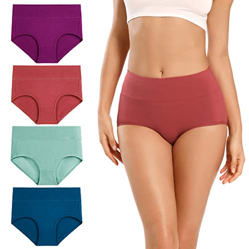 Image of wirarpa Women's Cotton Underwear High Waist Full Coverage Brief Panty Multipack