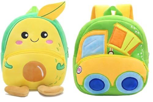 Image of blue tree Cute Boy's and Girl's Plush Bag Medium Quality Full Embroidery Designs Mini Travel Backpack Mango (Mango-Dump Truck)