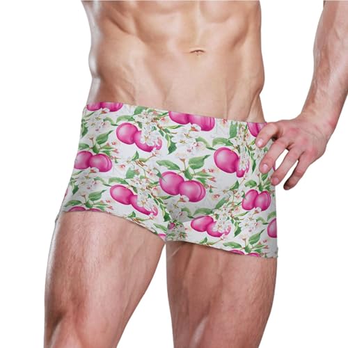 Plum Fruit Flower Mens Swim Trunk Swimwear Bathing Suit Swim Brief Square Leg Board Short S B04046983