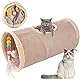 Katzentunnel,Faltbar Spieltunnel mit Spielball,25 * 50cm Katzenspielzeug,Knisternder Rascheltunnel für Alle Katzen Kaninchen Welpen und Kleine Tiere Tunnel Katze(Khaki)