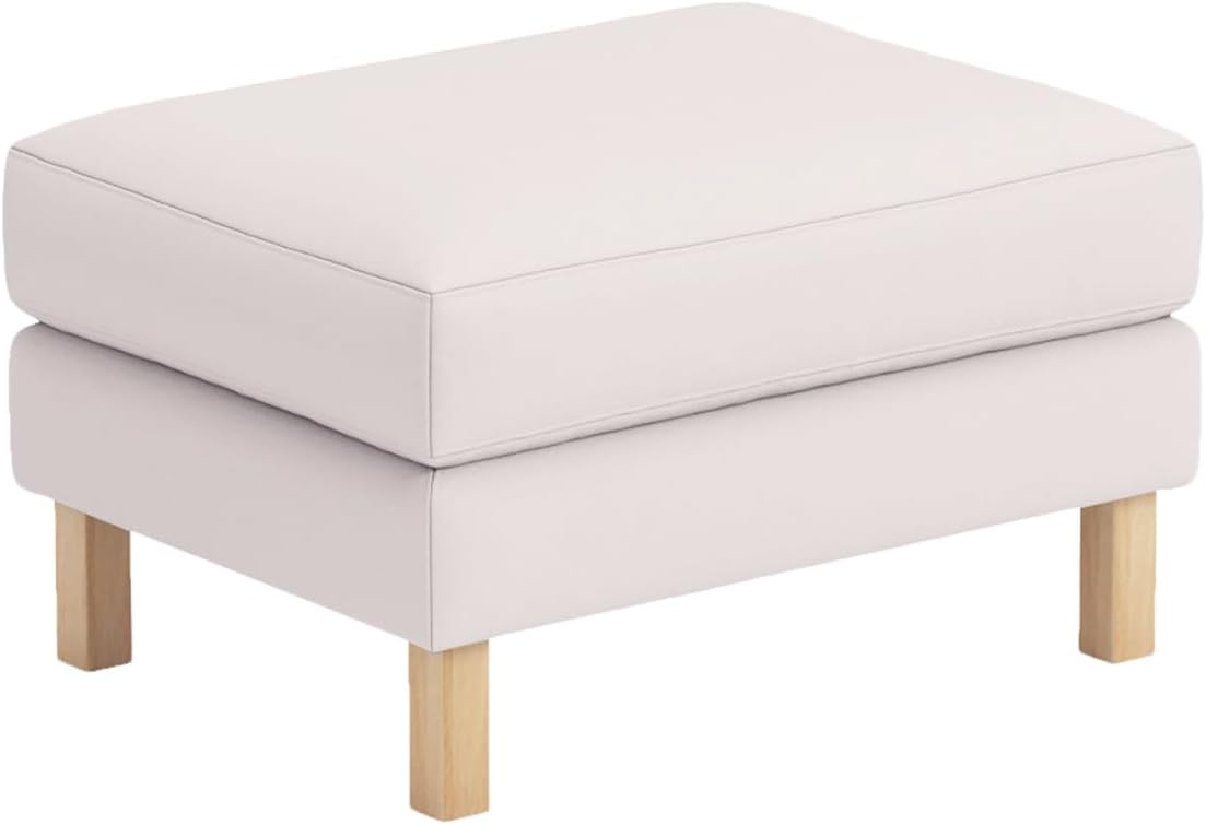 Sofa Cover Only. The Durable Fabric Karlstad Footstool Replacement Compatible with IKEA Karlstad Slipcover (Flax Polyester Light Beige Ottoman)