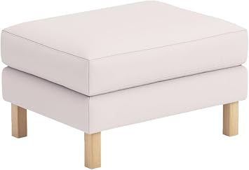 Sofa Cover Only. The Durable Fabric Karlstad Footstool Replacement Compatible with IKEA Karlstad Slipcover Flax Polyester Light Beige Ottoman