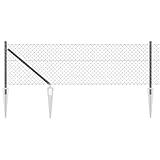 vidaXL Drahtzaun mit 7 Spitzpfosten 0,8 x 10 m verzinktem Stahl, moderner Grauer Farbe für draußen, Aluminium PVC-Harz, langlebiger Zaun, sicherer Garten, pulverbeschichtete Pfosten