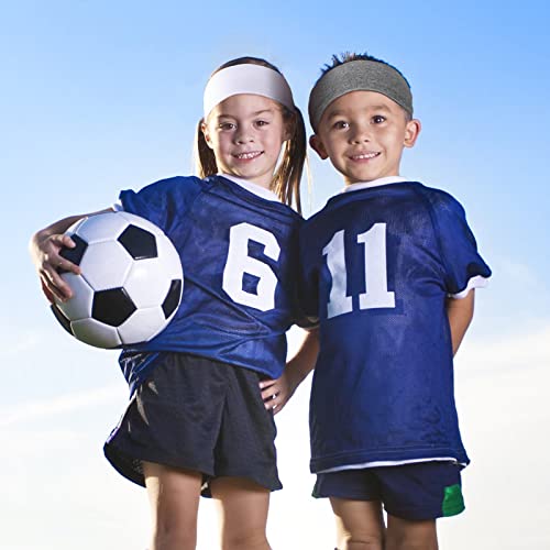 Image of Zhanmai 12 Pieces Boys Headbands 16 Inch Kids Sweatbands, Soft Athletic Sports Head Sweatband Headbands Wicking Elastic Hairband for Girls and Boys