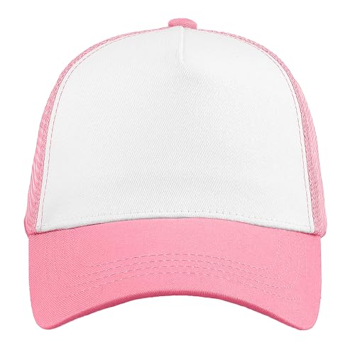Image of Falari 5-Panel Mesh Baseball Cap, Trucker Hat, Structured Plain Design, Cotton, Adjustable Size