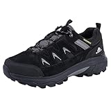 Queday Black Mens Waterproof Hiking Shoes Non Slip Leather Outdoor Backpacking Shoes All Terrain Lug Sole Camping Climbing Mountaineering Trekking Trails Size 45
