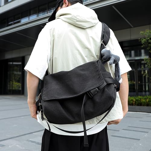 Canvas Messenger Bag with Cute Pendant Plain Casual Crossbody Bag Chic Shoulder Bag Laptop Bag Travel Daypacks3