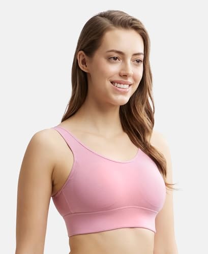 Image of Jockey JW12 Women Wirefree Padded Tencel Lyocell Elastane Stretch Full Coverage Lounge Bra with Stay Fresh Properties and Removable Pads