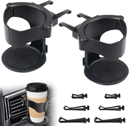 2-Pack Universal Air Vent Car Cup Holder for Most Vehicles Adjustable Durable and Secure for Cups Bottles and Cans