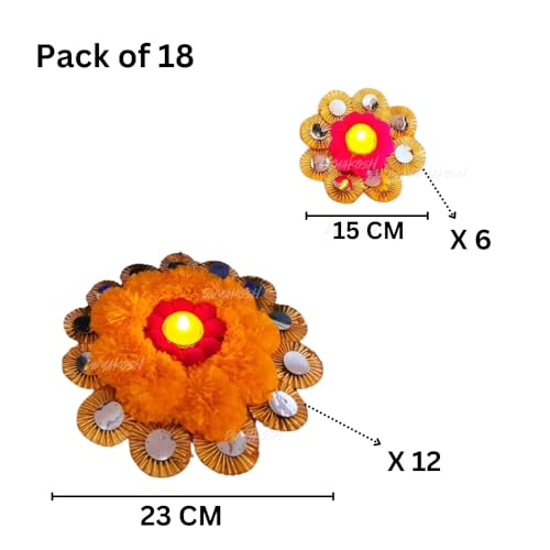 Image of Divyakosh Handmade Decorative Rangoli Set of 18 | Flower Pattern Diwali Decoration Items for Home Decor | Reusable Rangoli for Festival Decoration