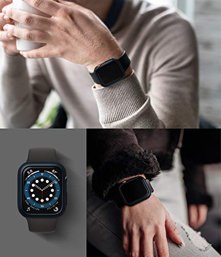 Image of Ringke Slim Case Compatible with Apple Watch Series 6 /5 / 4 / SE 44mm (2 Pack) - Clear & Metallic Blue