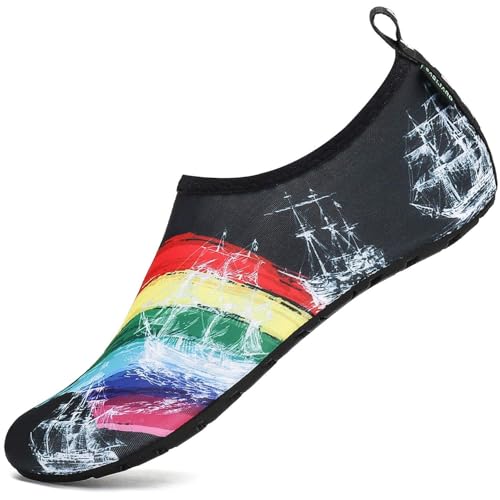 SAGUARO Scarpe da Scoglio Donna Uomo da Immersione Scarpette da Surf Water Shoes Barefoot per Bagno Spiaggia Mare Snorkel Yoga, Nero 44/45