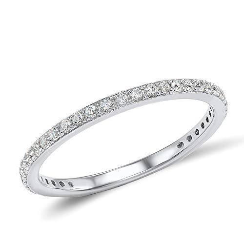 namana Bague Fine en Argent Sterling pour Femme. Bague Femme sertie de Zircons en Argent 925. Bagues Anneau en Argent pour Femmes avec des Pierres Blanches....