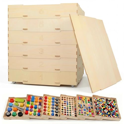JOYABEST 6-Tray Brick Sorter with Rollers Stackable Storage Organizer Box