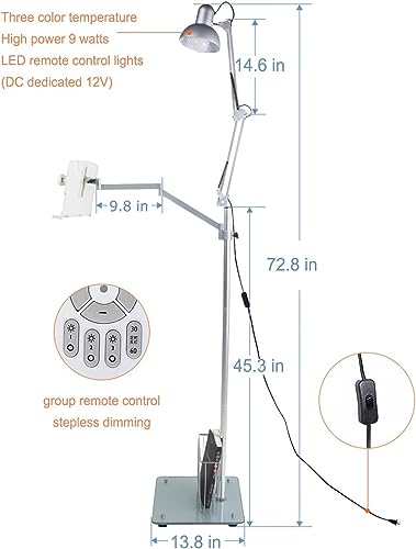 Soporte de libro para cama con ruedas, luces y ángulo ajustable para leer cómodamente 4