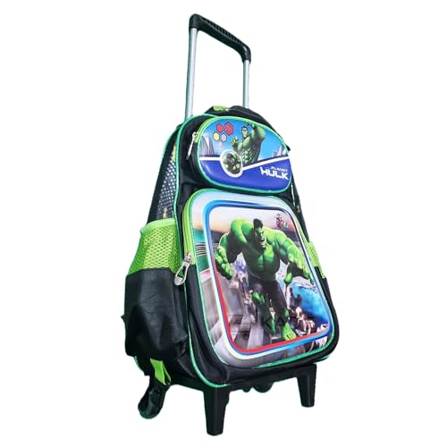 Mochila Escolar de Rodinhas Com Estojo e Lancheira Térmica Hulk Kit 3 Peças
