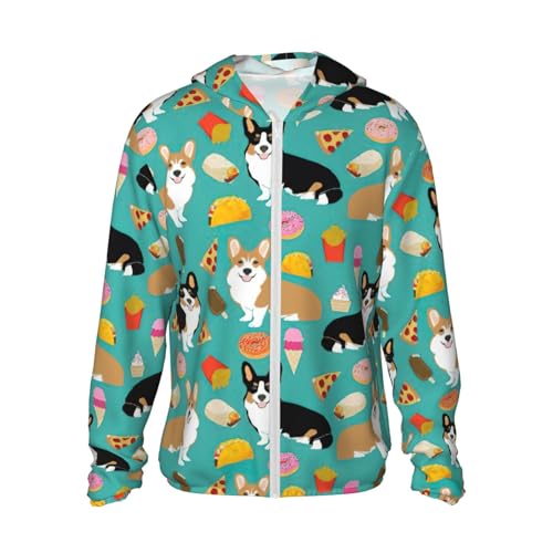 Sudadera con capucha antiradiación solar de manga larga y cremallera corgi