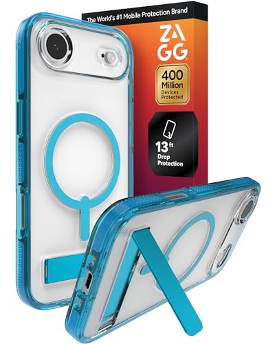 Image of ZAGG Santa Cruz Snap Case with Kickstand for iPhone Air - Tranquil Blue, Drop Protection (13ft /4m), MagSafe Charging Compatible, ClearGuard Anti-Yellowing Technology, Scratch Resistant Phone Case