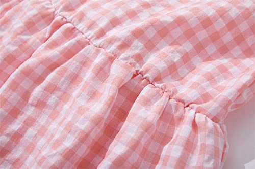 Rysly Toddler Baby Girls Cotton Linen Plaid Dress With Ruffle Back Straps And Bow Kids Casual Dress (Plaid Pink,90) #TOP3