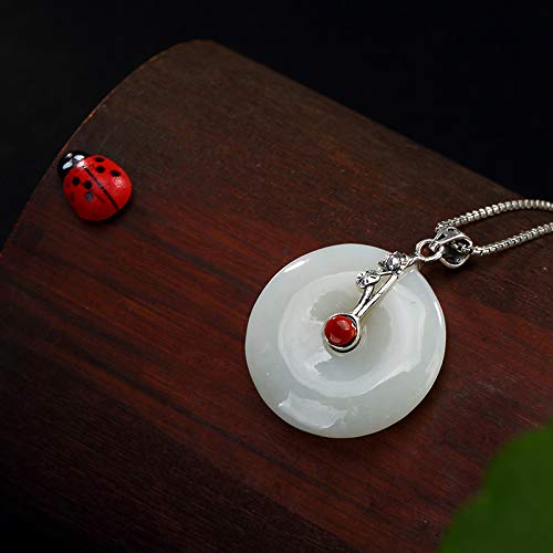 Collar de clavícula de jade blanco auténtico y plata 925 con acabado artesanal 3