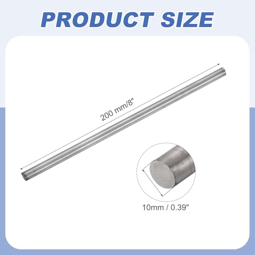 QUARKZMAN Titanium Rundstab 0.39 Zoll Durchmesser(10mm) 8 Zoll Länge GR2 Metall Massiv TA2 Titanium Rundstab Stange Für Modellflugzeug Auto Schiff DIY Basteln