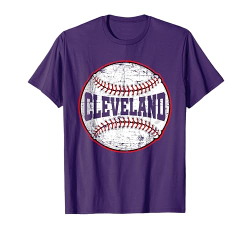 Baseball Lover Men Women Vintage Cleveland Cityscape T-Shirt