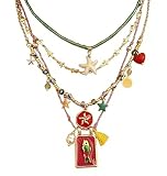TUKVESZE Pendant Necklace Set Bohemian Style Beaded Fish Star 4 Layered Collarbone Chain, Handcraft Jewelry Accessory for Vacation Party Daily Accessories (B-4PCS)