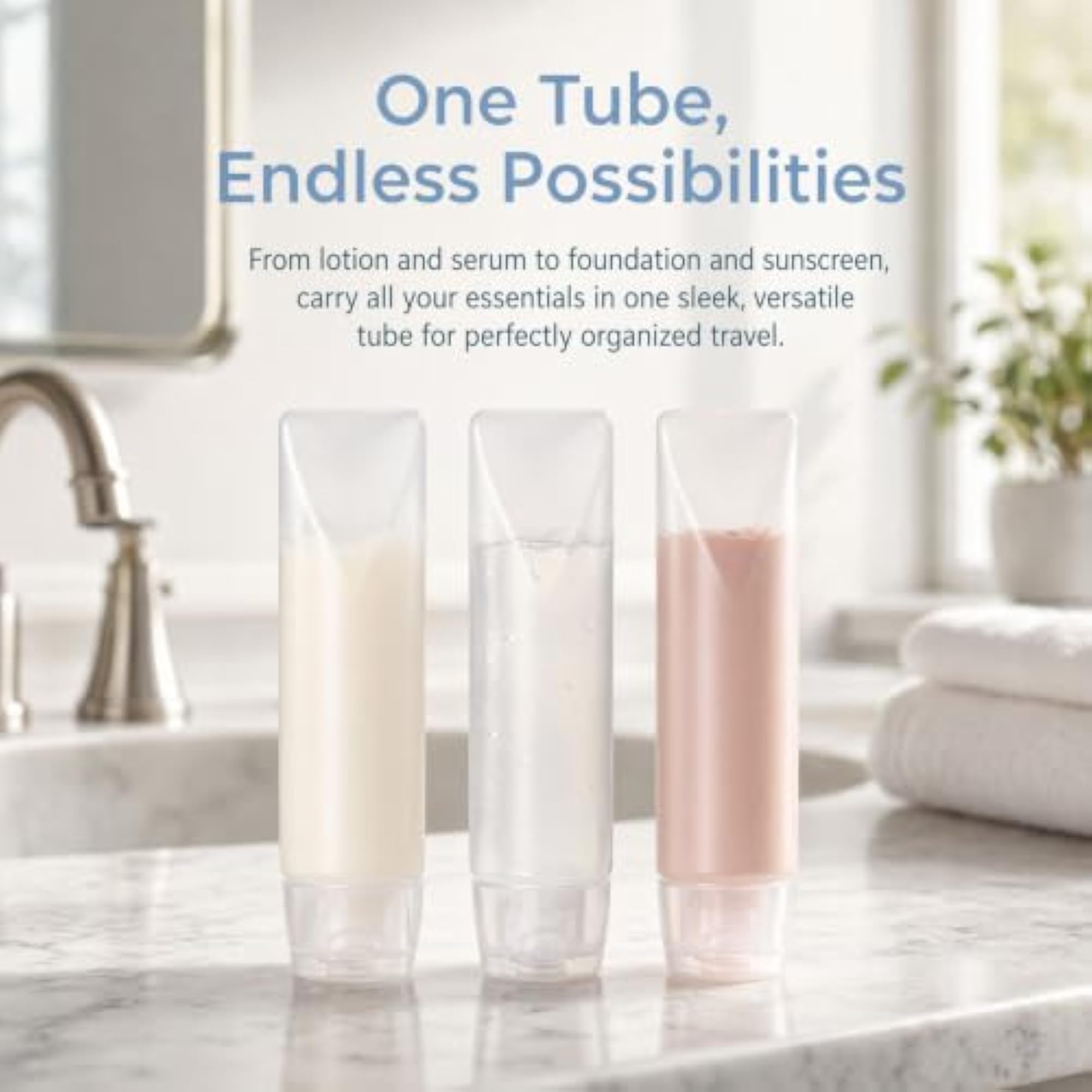 2pcs Travel Size Squeeze Travel Bottles, 1oz, Clear