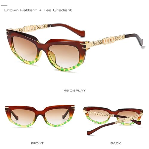 Lunettes de soleil oeil de chat pour femme MUTYNE avec branches chaîne en métal - 2