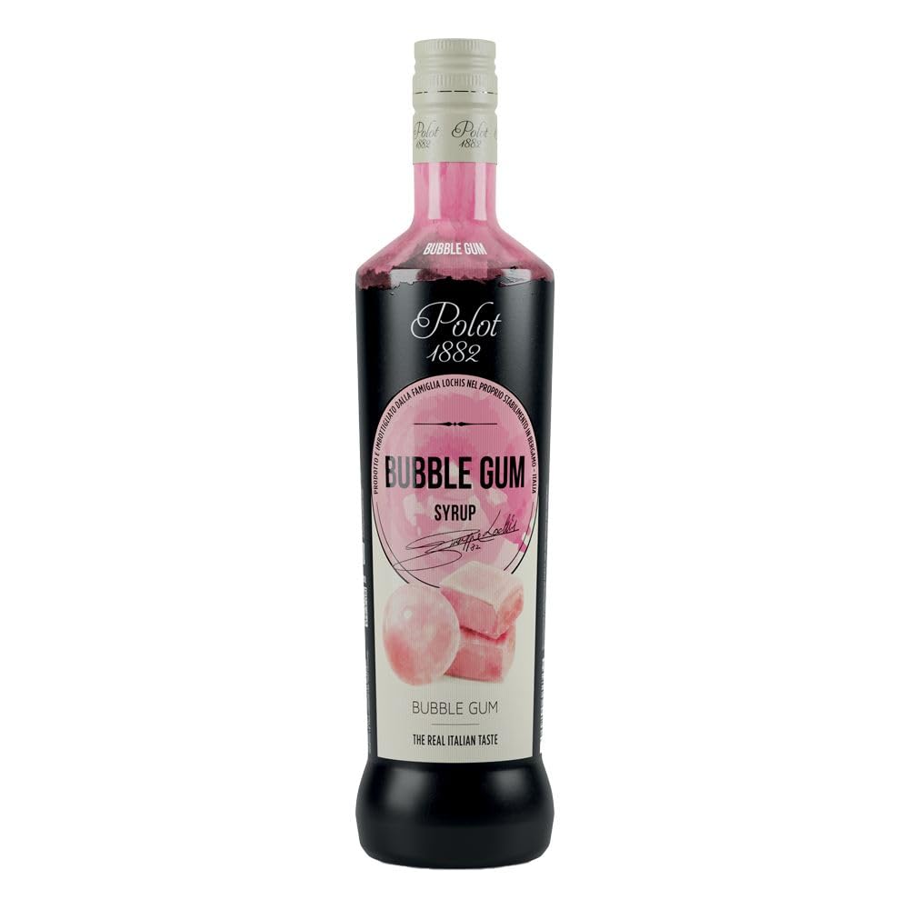 Polot 1882 Bubblegum Syrup 70cl – Italian Bar-Grade Non-Alcoholic Syrup, Fun, Sweet Retro Flavour, Gluten-Free, Perfect for Colourful Cocktails, Milkshakes, Sodas, Iced Teas & Party Mocktails