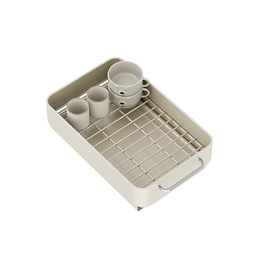 Pull Out Cabinet Organizer, Carbon Steel Slide Out Shelves for Kitchen, Dish Drainer with Drip Tray, Removable Washable Dishes Rack for Living Room Kitchen Clutter Organization Under Basin