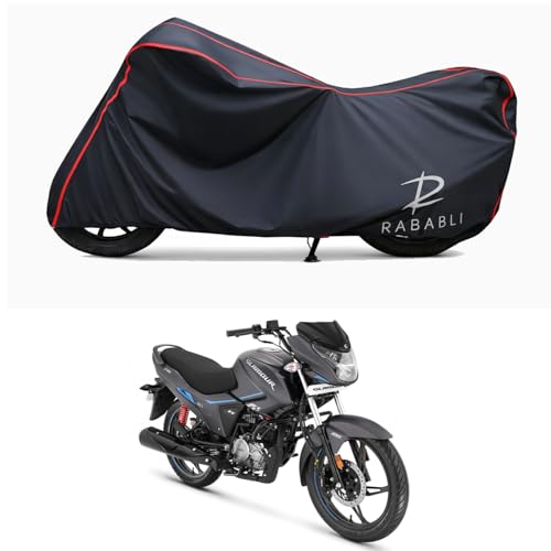Image of Waterproof Bike Body Cover Compatible for | Hero Glamour Xtec BS6 | Taffeta Fabric, Red Piping Design, Bottom Elastic Fit | Dustproof, Sun UV & Rain Protection for All Bikes