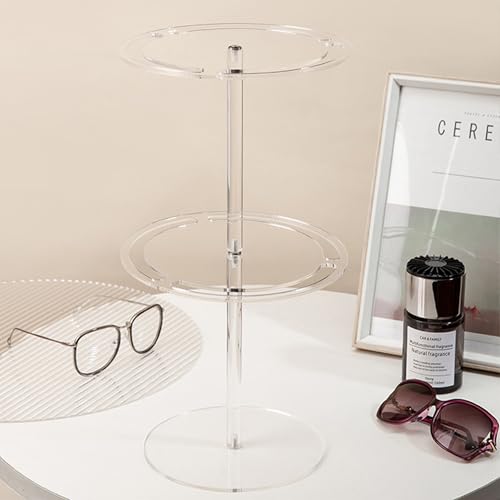 GoaePode 2 Stufiger Acryl Sonnenbrillenhalter - Transparenter Brillen-Organizer mit 360° Drehbarer für Mehrere Brillen, Doppelstöckige Aufbewahrung Display Ständer für Schreibtisch Kommode Tischplatte