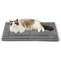 Bedsure Cat Bed Mat - 76 x 50 cm Washable Fleece Warm Cat Blanket with Non skid Bottom, Meduim Dog Crate Mattress for Puppy, Grey