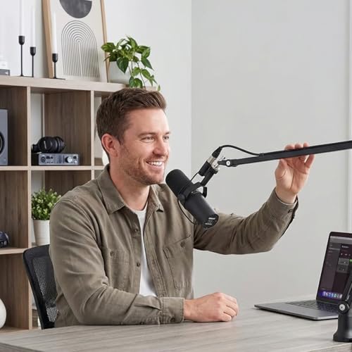Bras de micro de bureau orientable support métallique articulé avec passe-câble caché - 5