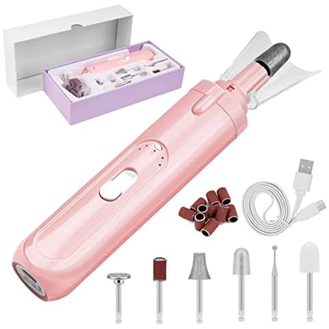 Pretfy Electric Nail Drill Kit, Manicure Pen Nail Files Polishing Pen with 6 Nail Drill Bit USB Rechargeable for Exfoliating Grinding Polishing Nail Gel Polish Removing Acrylic Nail Tools Cover