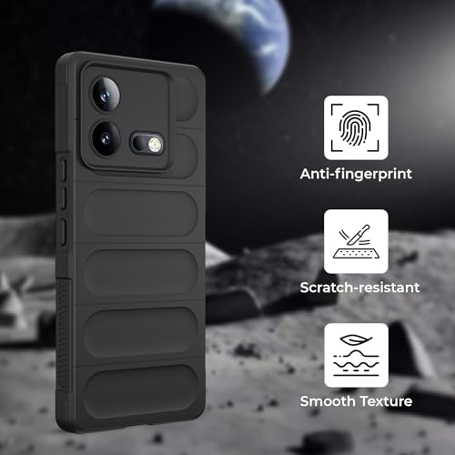 Image of A rtistque Liquid Silicone Stripes Back Cover Case for iQOO Neo 8 5G | with Camera Protection | with Inner Fabric | Anti Slip Grip | AirBag Case - Black