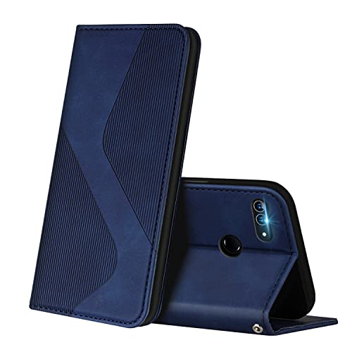 ZONNAVI Funda para Huawei P Smart 2018, Funda Libro de Cuero con Ranura para Tarjeta y Magnético, Wallet Flip Caso Cubierta Case Carcasa para Huawei P Smart 2018 (Azul)