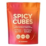 Spicy Cubes Gummy with Chili Pepper, Maca Root and Muira Puama, Vegan, Peach Flavor – Support for Calm and Relaxation, 30 Gummies